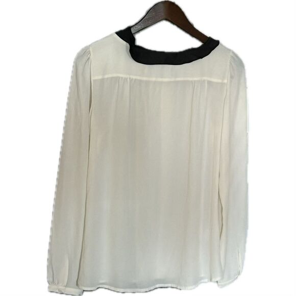 LOFT Cream Blouse with Black Peter Pan Collar - Picture 2 of 4